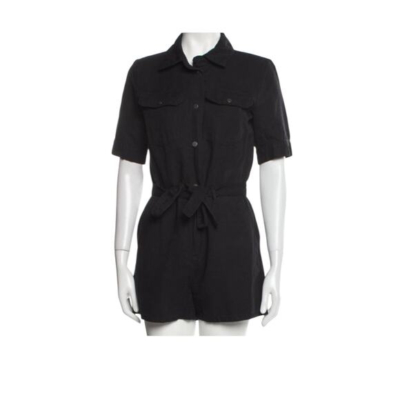 $499 Frame Women's Black Patch Pocket Short Sleeve Romper Small - Picture 6 of 8